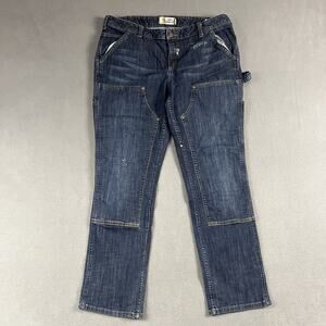 Carhartt Pants Womens 16 Short Blue Double Knee Denim Carpenter Workwear